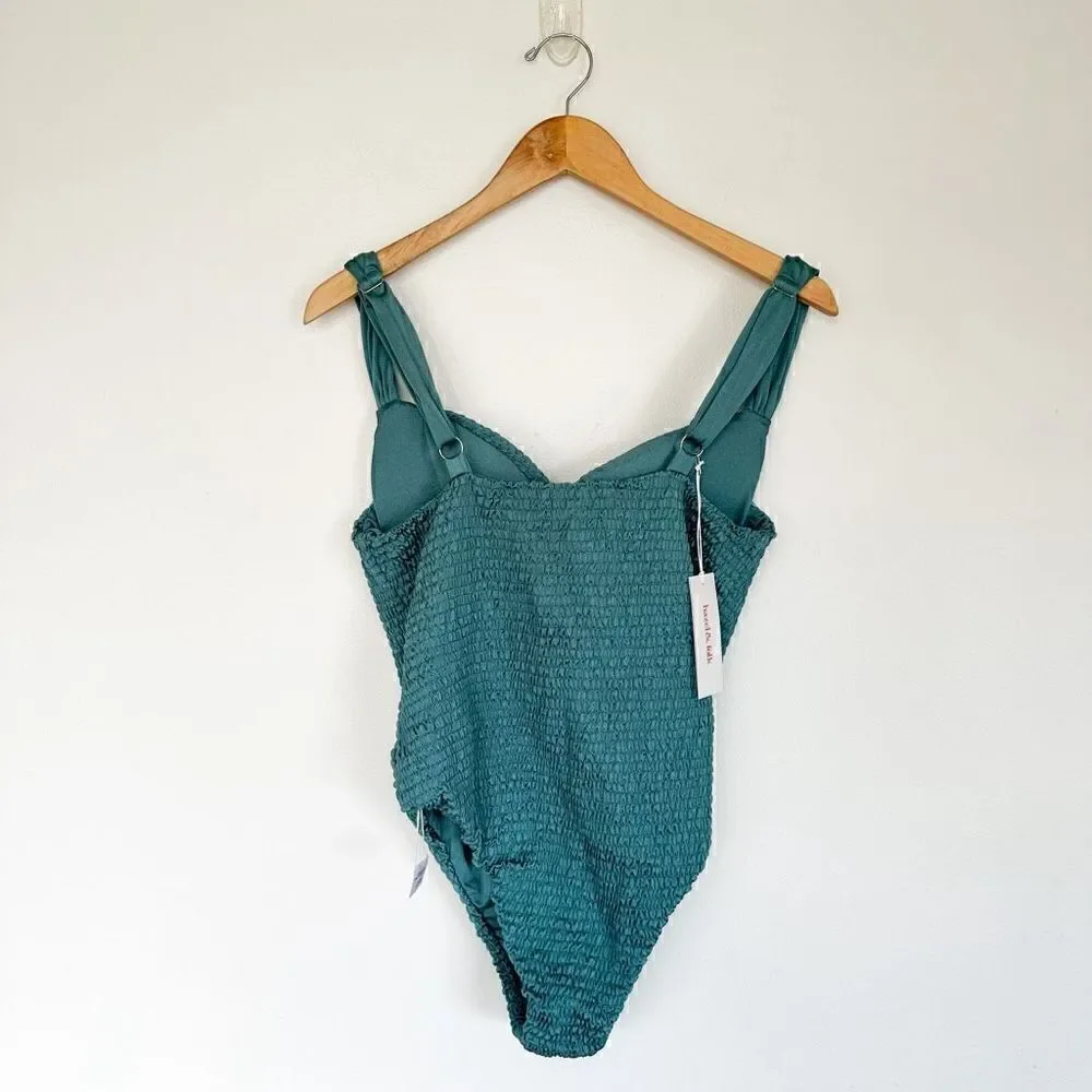 Hazel & Folk Women’s All Over Smocking Lente One Piece Swimsuit in Color Seaside